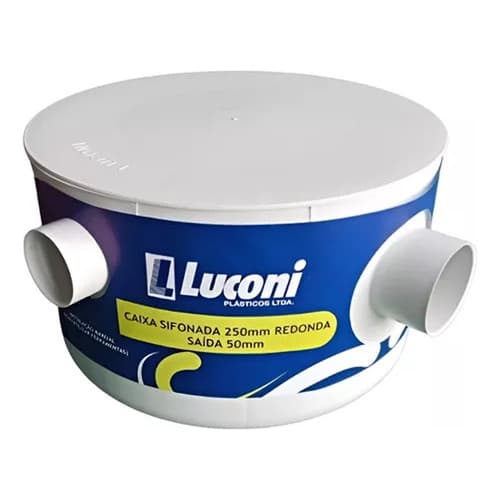 Caixa Sifonada Redonda Gordura Esgoto 250mm C/ Saida Luconi