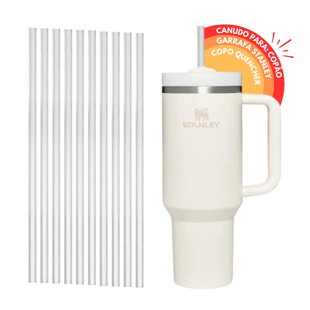 Kit 10 Canudos Plástico Rígido Reutilizável 31cm Extra Largo canudo para Copo Térmico