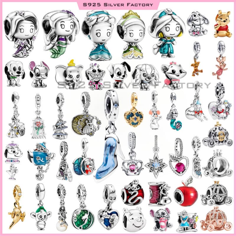 Lilo & Stitch the Aristocats Marie Dumbo A Bela E Fera Sra . Winnie Pooh Bear100 % Contas De Prata Pura 925 , Adequadas 