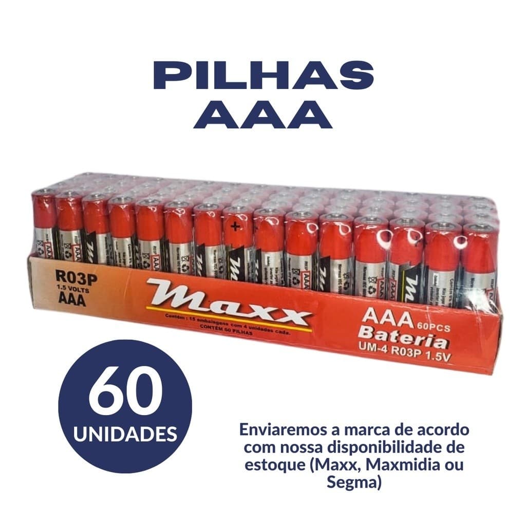 Pilha AAA Palito com 120 Unidades
