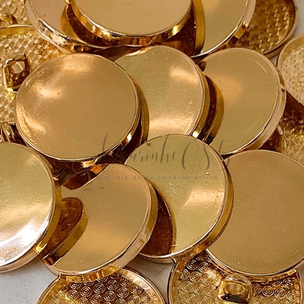 Botão Metal Redondo Dourado C/50 Unidades - Escolha o tamanho