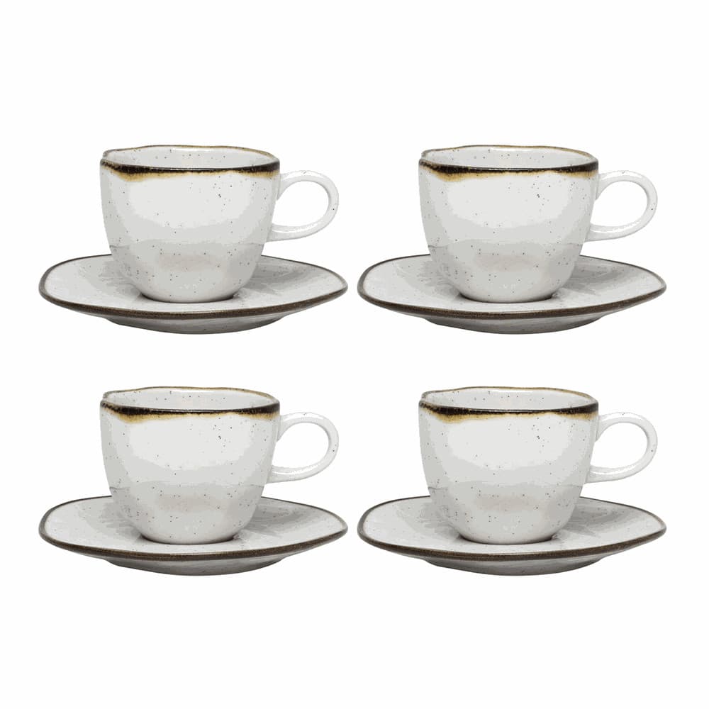 Conjunto de Xícaras com Pires Ryo Maresia 4 Peças 220ml - Oxford Porcelana Elegante para Café e Chá