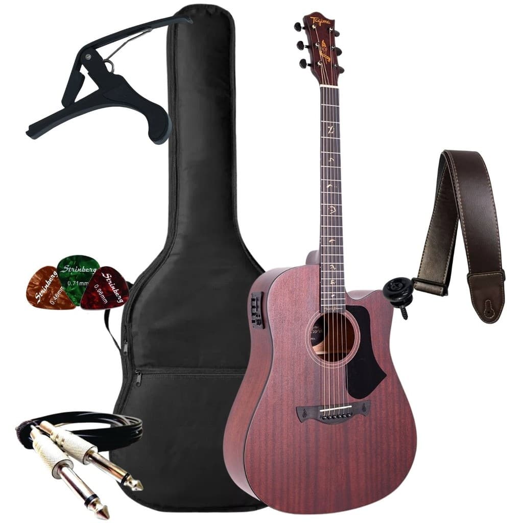 Kit Violão Elétrico Tagima Juninho Afram Gran Reserva Folk Aço + Acessórios