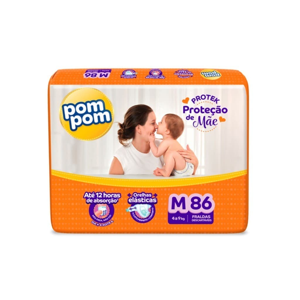 FRALDA INFANTIL POM POM PROTEK PROT.MÃE HIPER MEDIA C/86