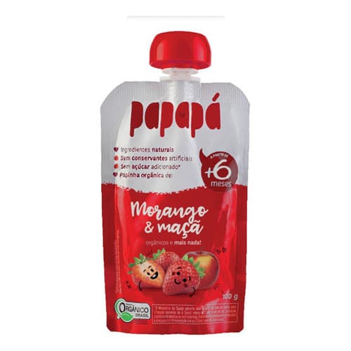 Papinha Orgânica Doce Pouch Morango E Maça Papapá 100g