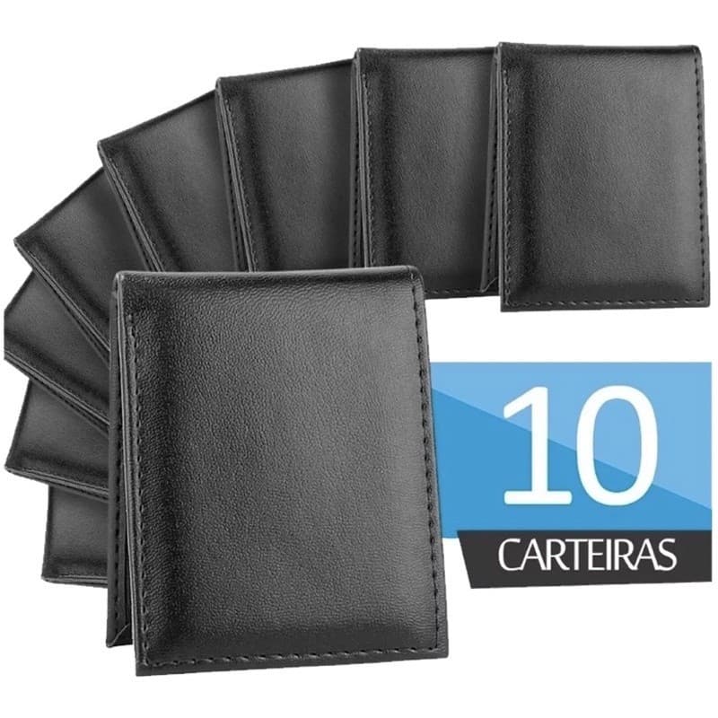 Kit De Carteira Masculina Slim 10 Unidades Em Couro Sintético Multimarcas Para Revendedor Atacado para o dia a dia