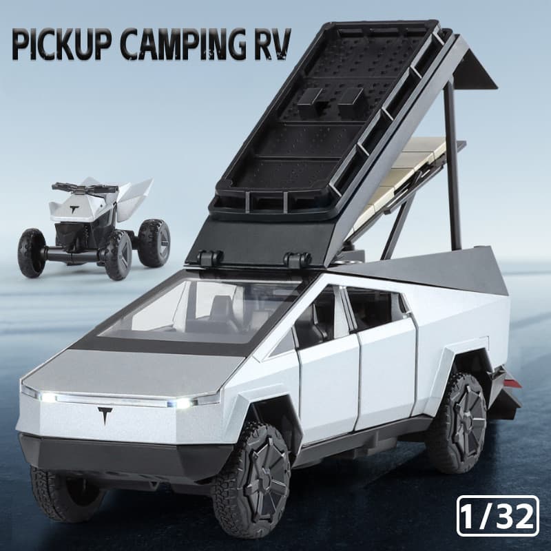 1 : 32 Tesla Captador Acampamento RV Liga Modelo Luz & Efeito Sonoro Diecast Para Meninos Presente De Aniversário Crianç