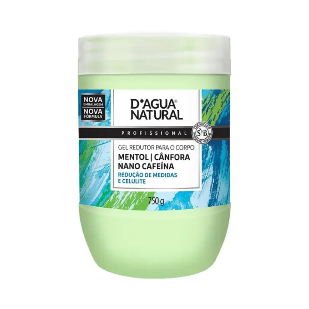 Gel Redutor de Medidas D'agua Natural 750g – Mentol, Cânfora e Nano Cafeína