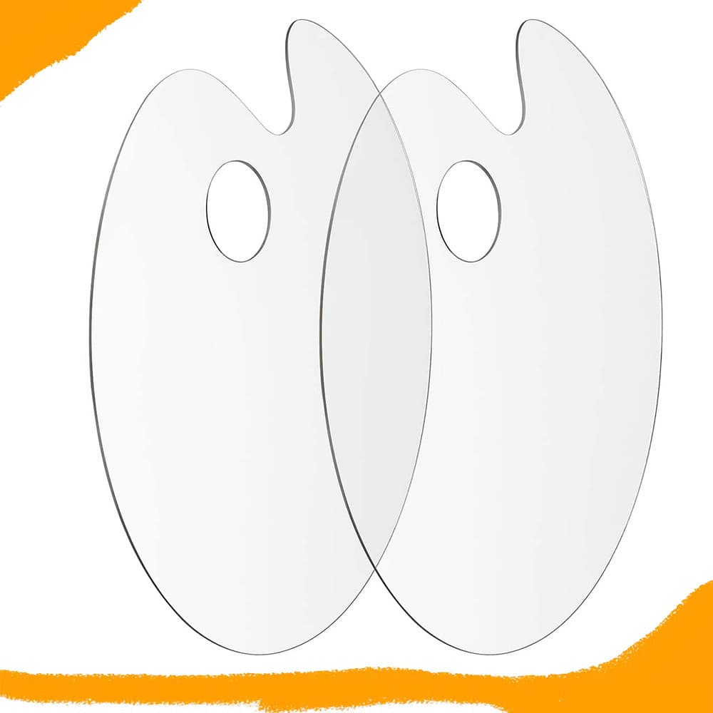 2 peças Paleta de tinta a óleo, paleta de tinta oval de 20 x 30 cm, com suporte de polegar, paletes para pintura a óleo