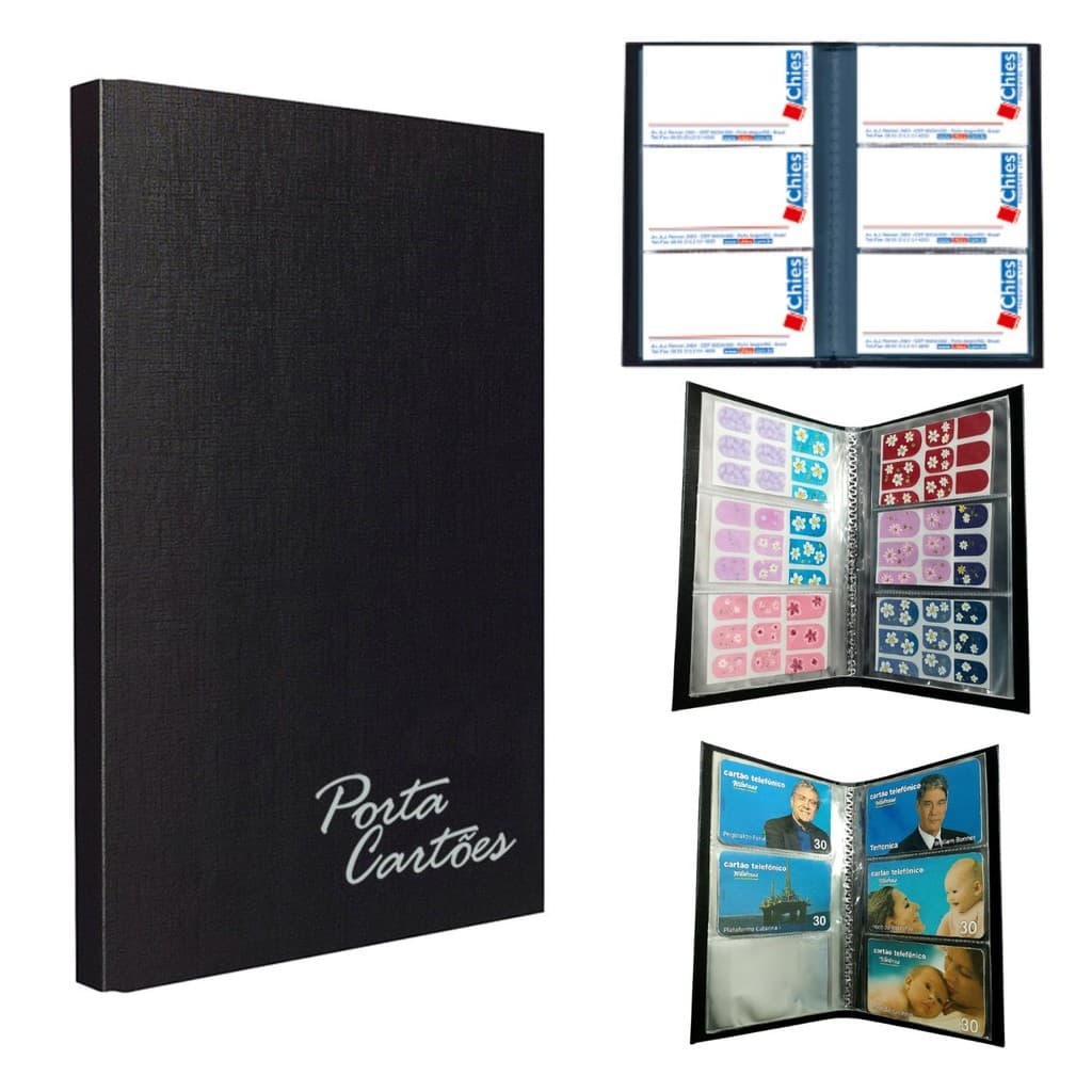 Pasta Porta 120 Cartões Visita Telefônico Adesivo Unha Figurinhas Pequeno e Resistente Chies