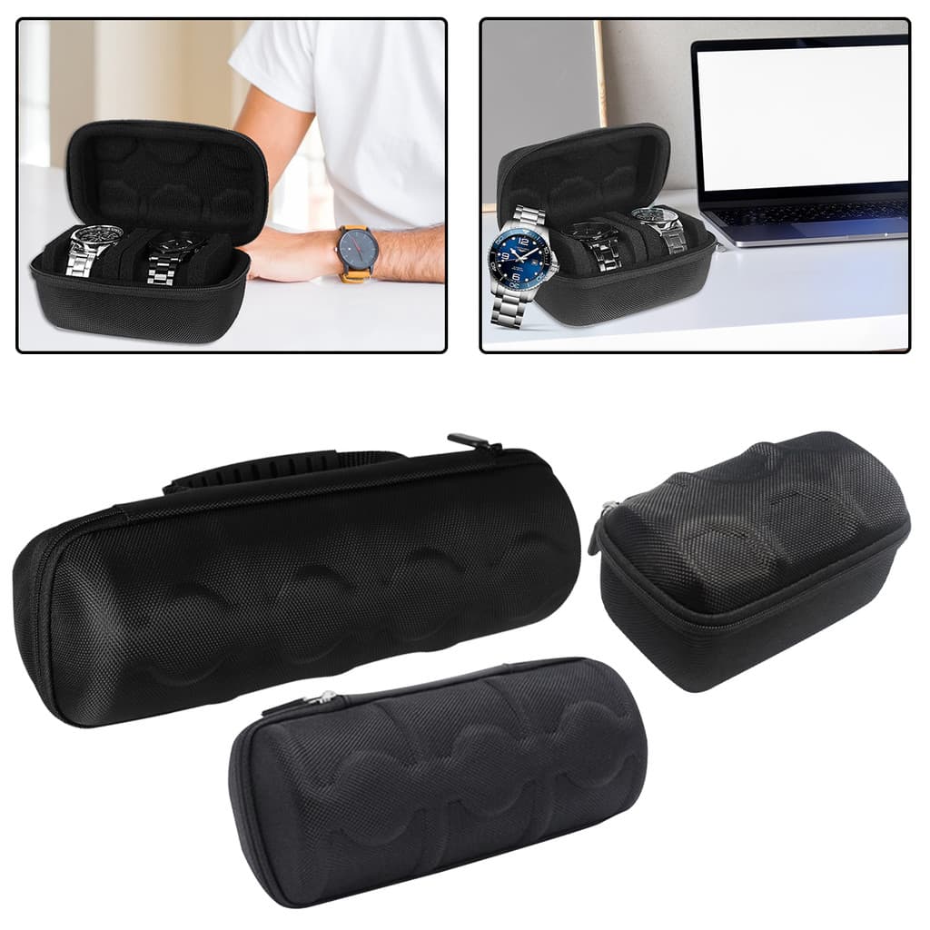 Caixa De Armazenamento De Relógio Portátil 2/3/4 Slots , Estojo De Transporte De Viagem Com Zíper Exclusivo À Prova D'ág