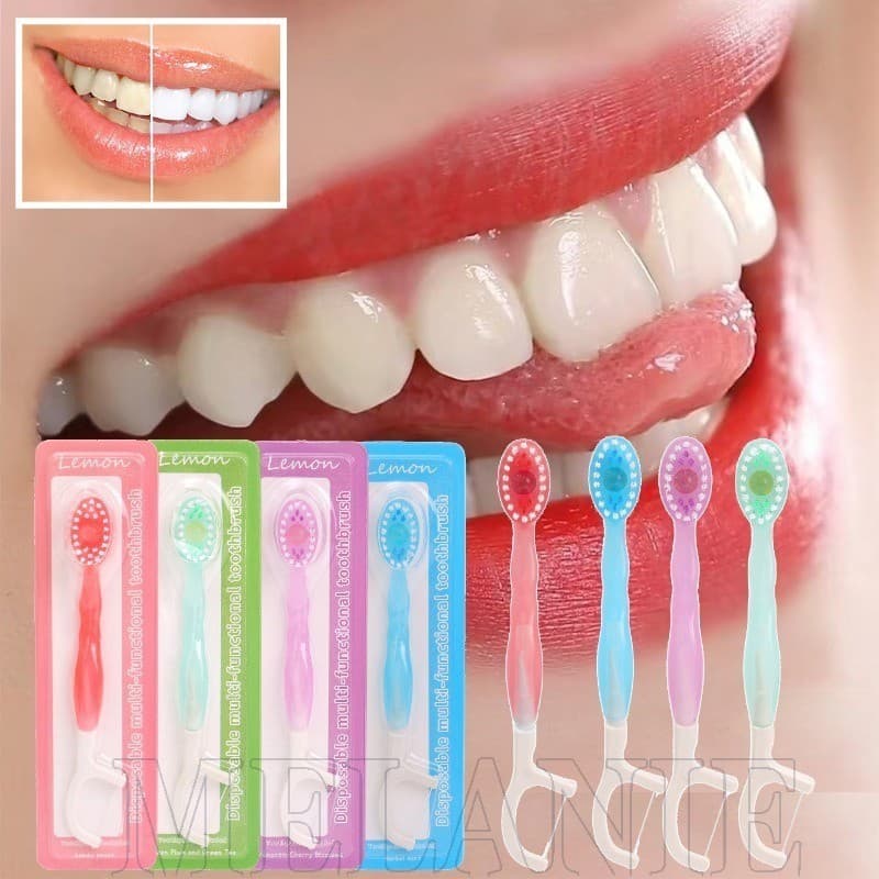 Escova De Dentes E Fio Dental 2 Em 1-Cerdas Macias Portáteis Com Pasta De Dente-Kit De Escovas Descartáveis Para Viagem-