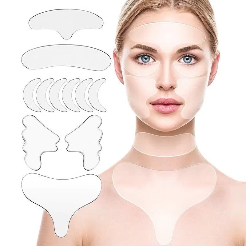Adesivo de Silicone Anti-Rugas 11 Peças Para Rosto Testa Busto e Pescoço