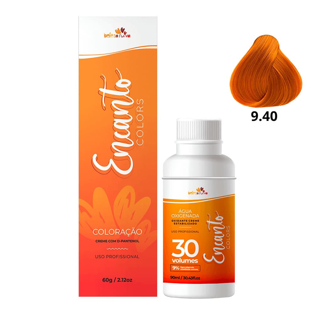 Kit Beleza Ruiva Encanto Colors 9.40 e Oxigenada 30vol 9%
