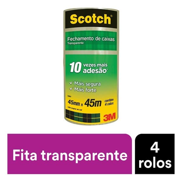 Kit 4 Fitas de Empacotamento 3M SCOTCH 5802 45MM X 45M