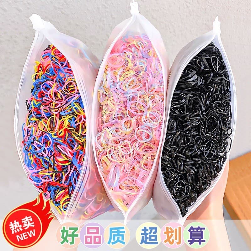 Kit 500/2000 Peças Bolsa Elástico De Cabelo Feminino Descartável Multicolorido