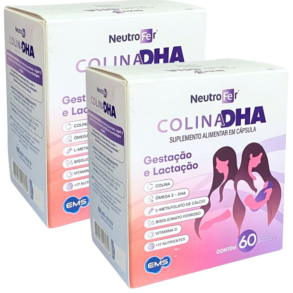 Kit 2 Neutrofer Colina DHA 60cp Vitaminas Gestantes