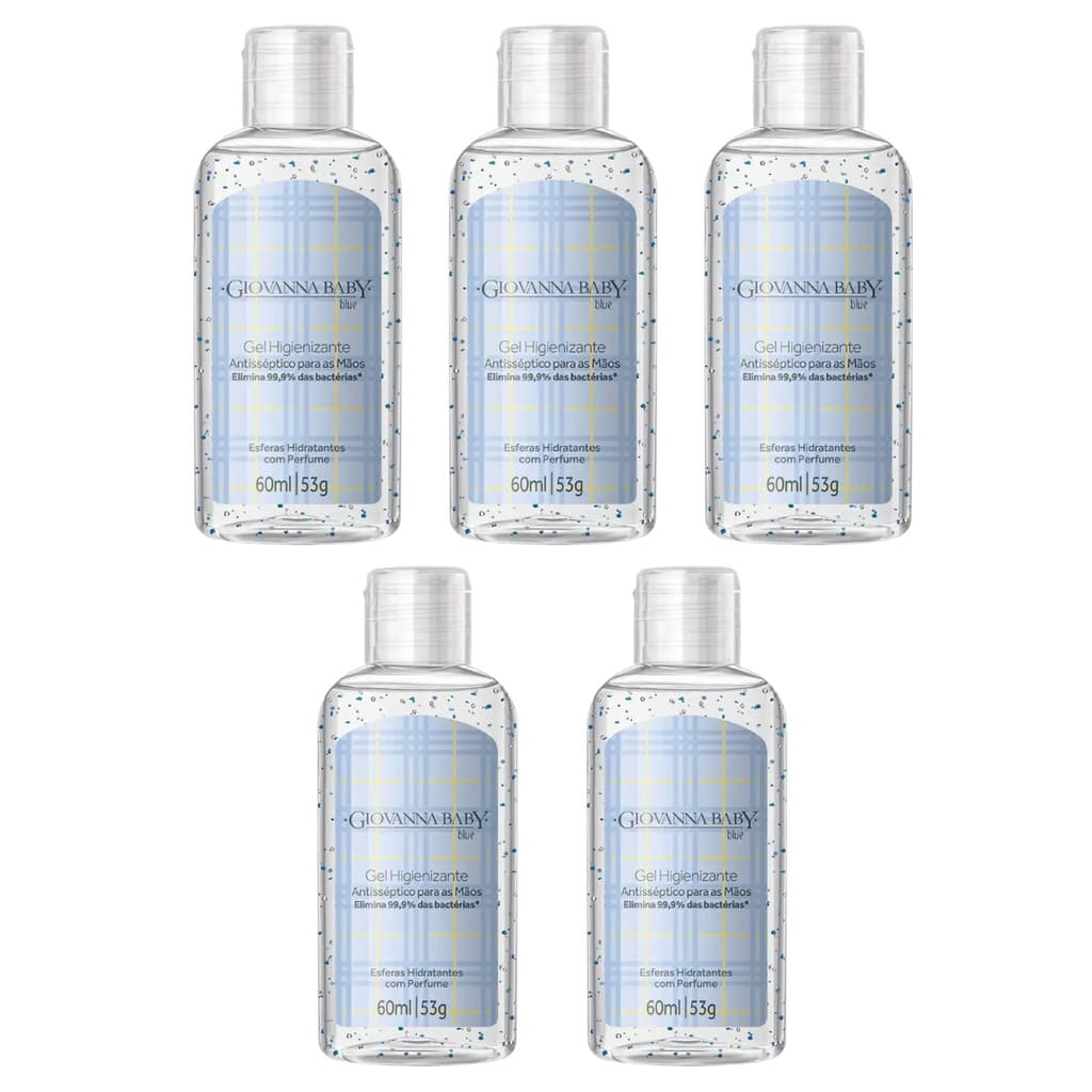Kit 5 Álcool em Gel Higienizante Giovanna Baby Blue 60ml
