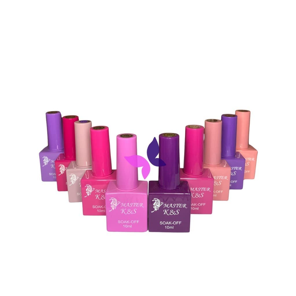 Kit 10 Esmaltes em Gel K&S QUADRADO – Soak Off | 10ml Cada | Secagem UV/LED