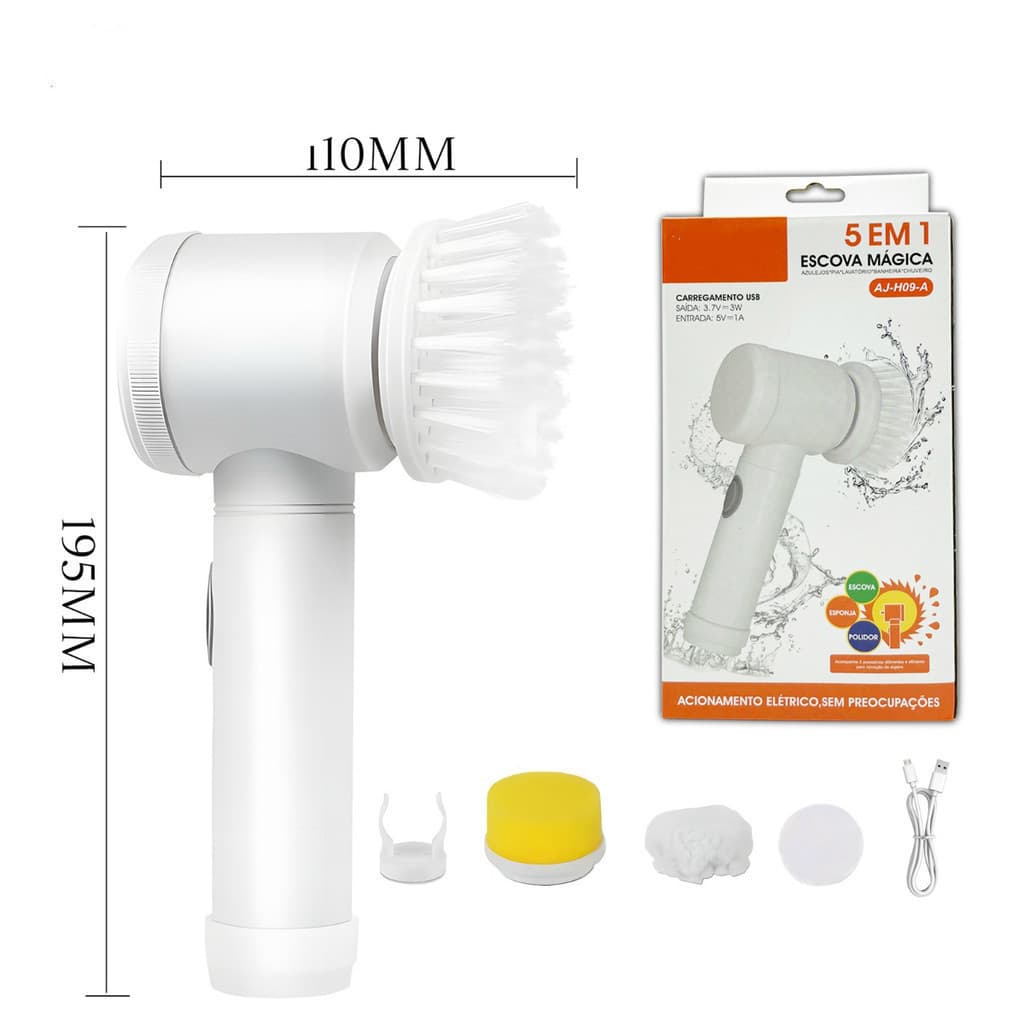 Escova Eletrica de Limpeza 5 em 1 Sem Fio Limpador Multiuso Pratico Para Cozinha , Banheiro prático