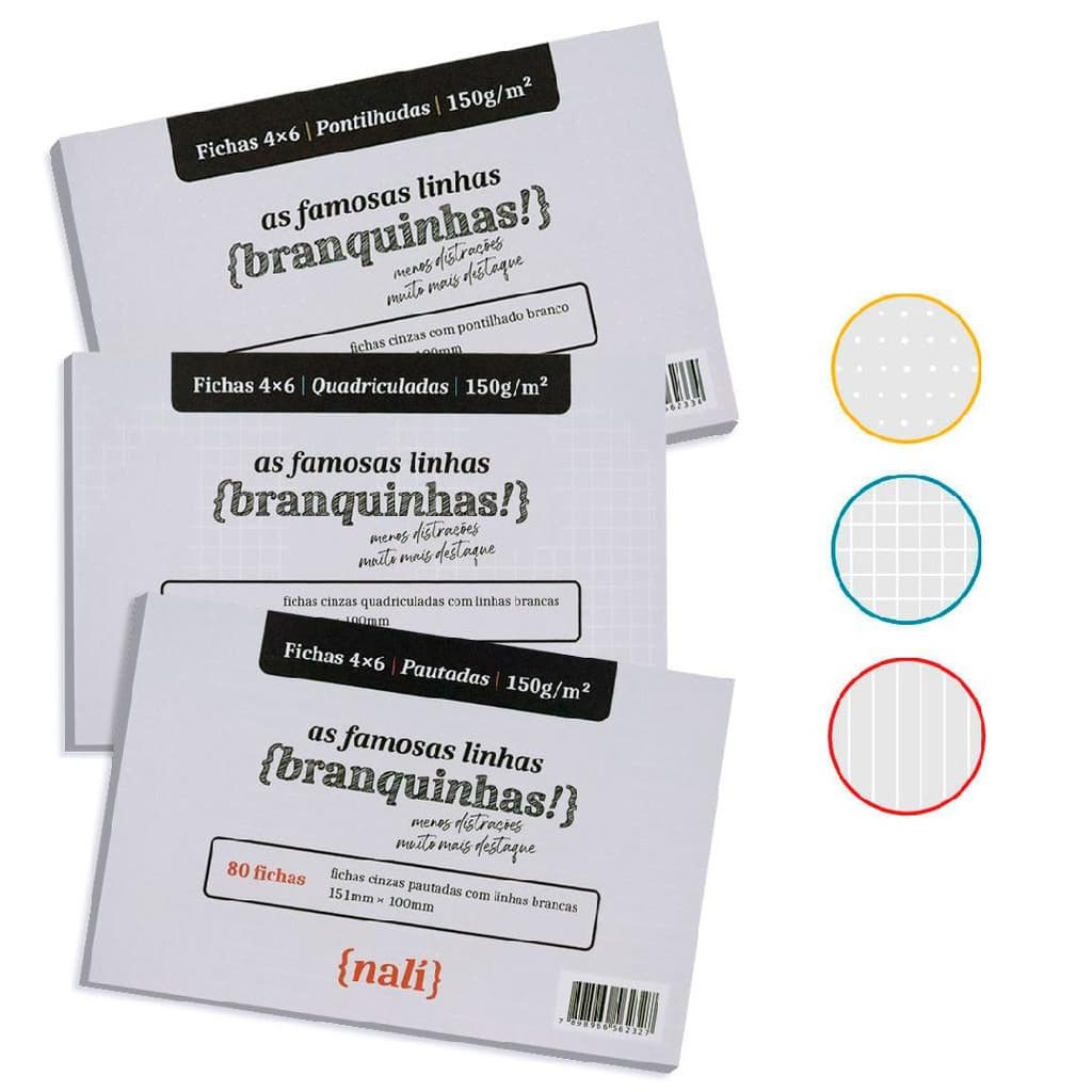 Fichas 4x6 nalí linhas brancas150g/m2 80 fichas - unidade