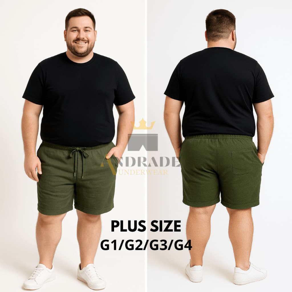 Short Plus Size Mauricinho em Linho – G1 G2 G3 G4 G5–Qualidade Premium -Bermuda Moda Praia - Sarja