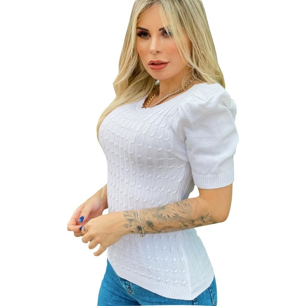 Blusa Manga Curta Primavera Verão