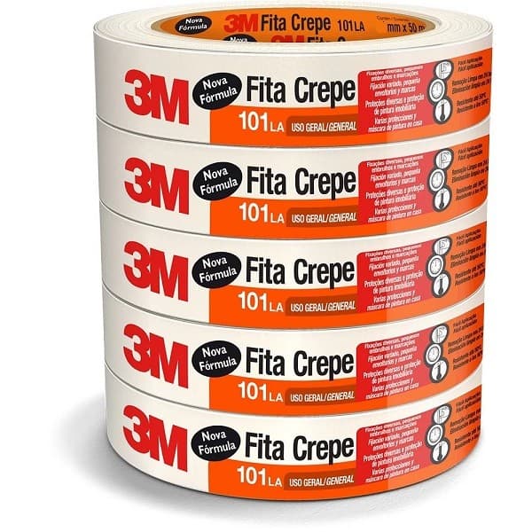 Kit 5 Fita Crepe 18MM X 50M 3M 101LA