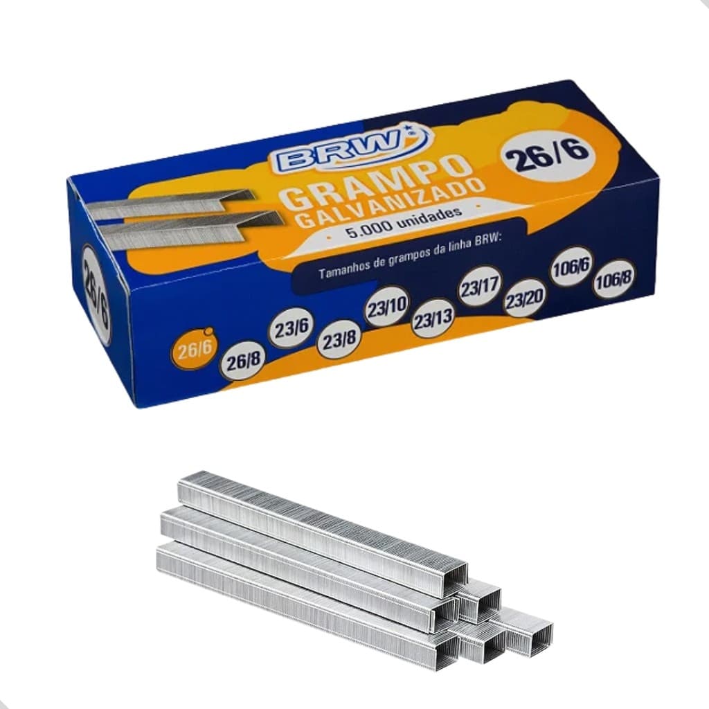 Caixa de Grampo para Grampeador 26/6 com 5000 Unidades p/ Casa Escritório Escola Prende até 20 folha