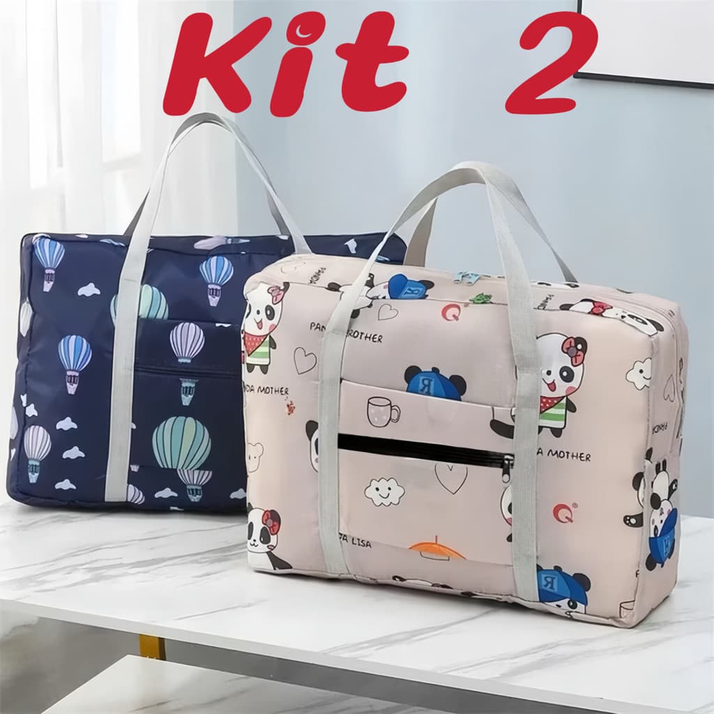 Kit 2 Bolsa Mala Dobrável Impermeavel Para Viagem Organizador Armazenamento De Bagagem   jorge