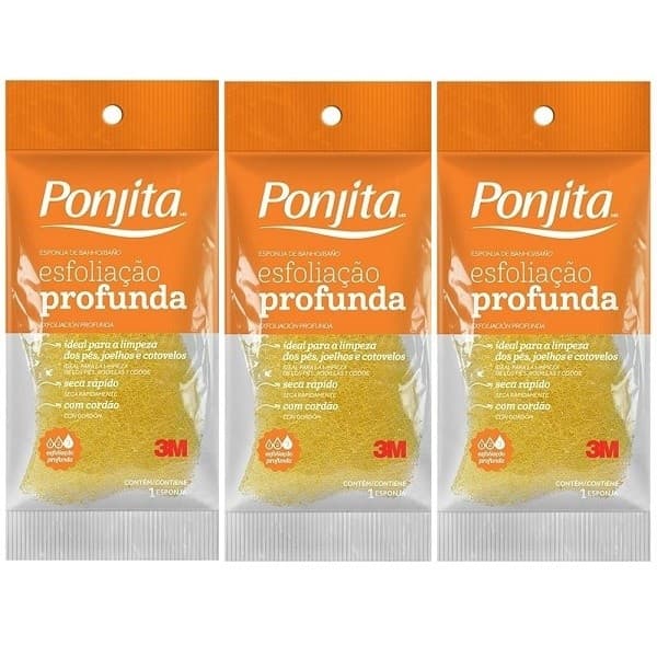 Kit 3 Esponja de Banho Esfoliação Profunda Ponjita