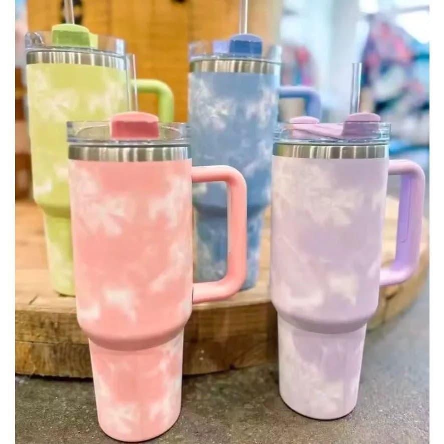 Copo Térmico Aço Inox 1200 Ml Com Alça e canudo personalizados nuvens e cores