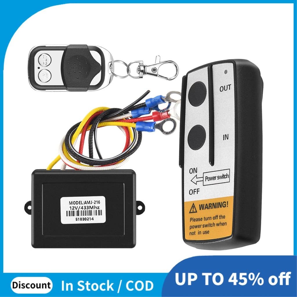 Conjunto De Controle Remoto Sem Fio De Guincho 12V 12Volt 50 Pés Para Caminhão ATV Avisar Ramsey