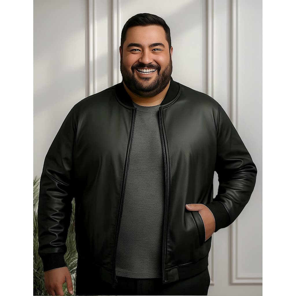 Jaqueta De Couro Pu Plus Size Masculina Motoqueiro Premium