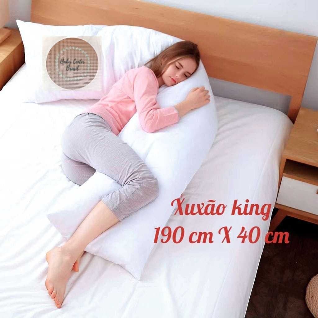Xuxão Travesseiro de Corpo Antialérgico KING 1,90 X 0,40 + Fronha Lavável Com Zíper ---- Refil + Capa