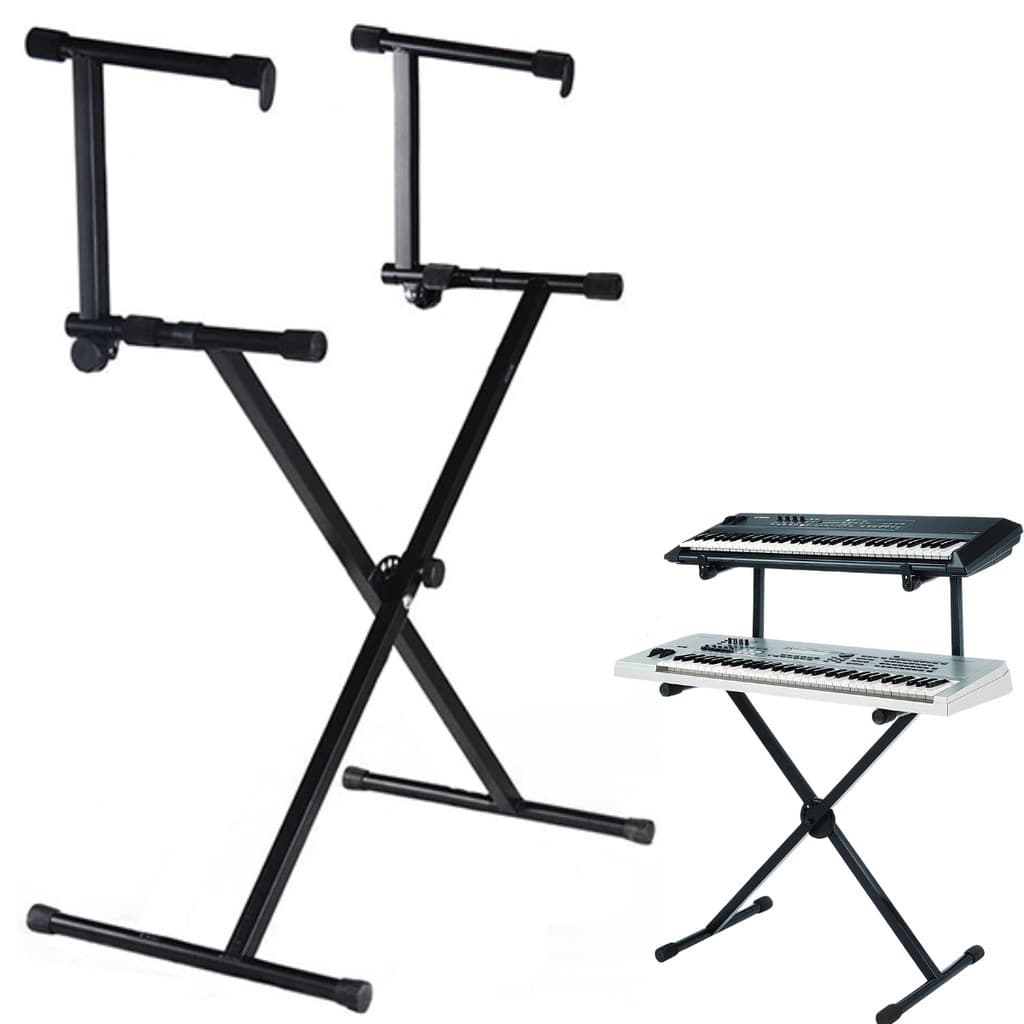 Suporte Pedestal Tripé Apoio Duplo Em X P/ 2 Teclados Pianos