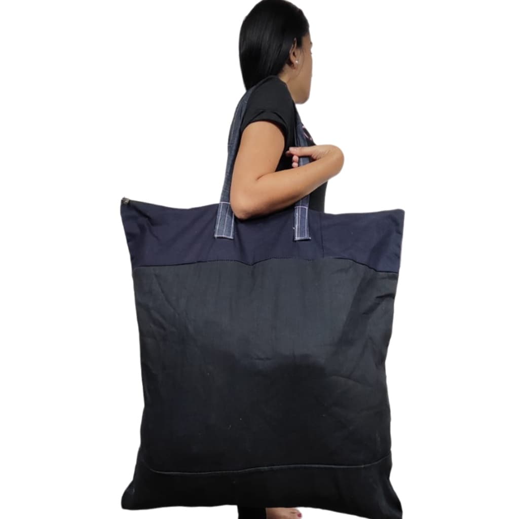 Sacola Sacolão Bolsa Em Jeans Grande Sacoleiro mudança viagem Reforçada