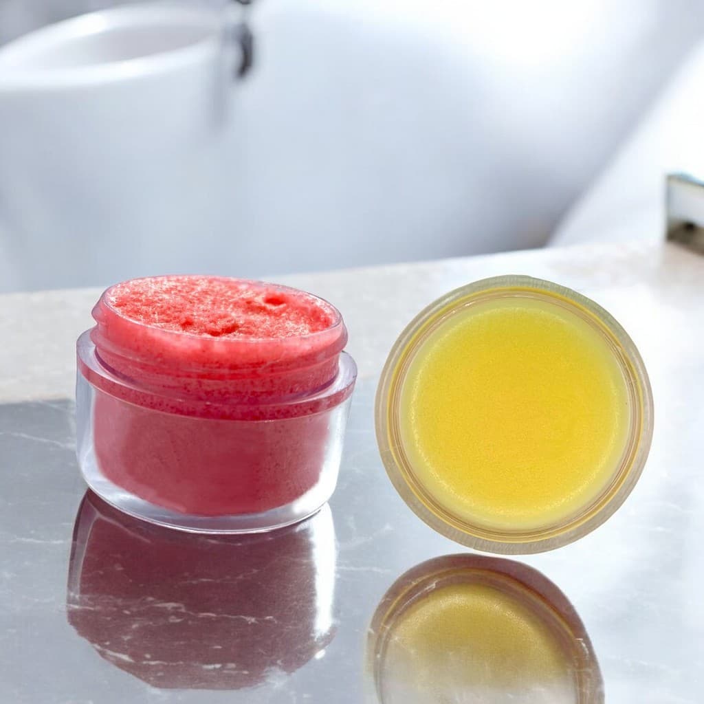 Kit Esfoliante Lábial + Hidratante Lábial Natural e Vegano com Vitamina E Lip Balm e Scrub