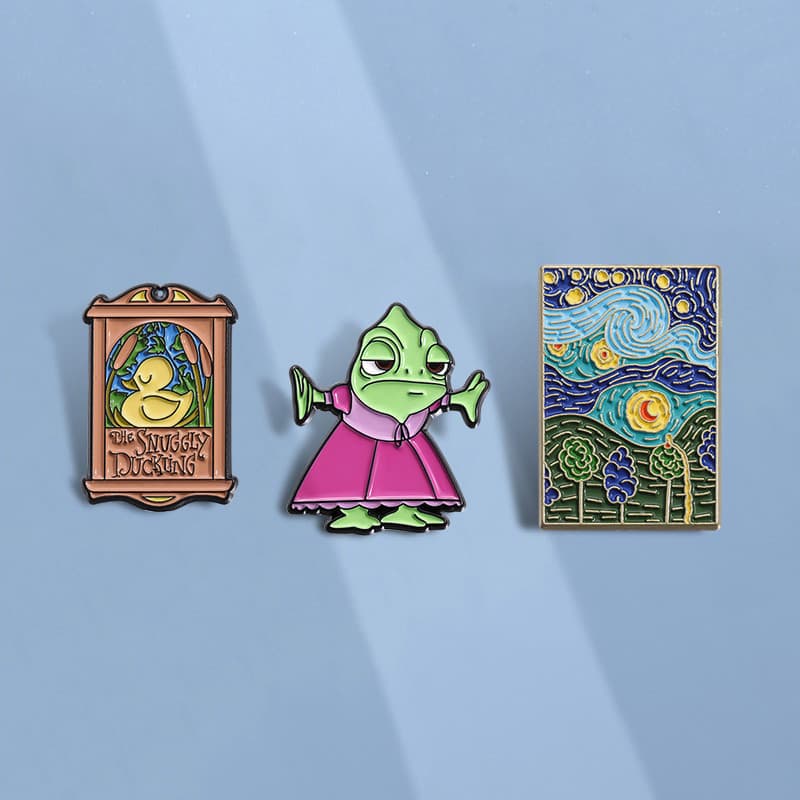 Desenho Animado Filme Monster Broche De Pato Metal Pin Starry Sky Pintura A Óleo Pins Lapela Crachás Jóias Presente Para Crianças