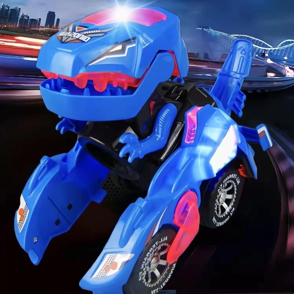 Carro Dinossauro Robô T-Rex | Brinquedo Infantil com Luz e Som | Dino Bate e Volta Automático