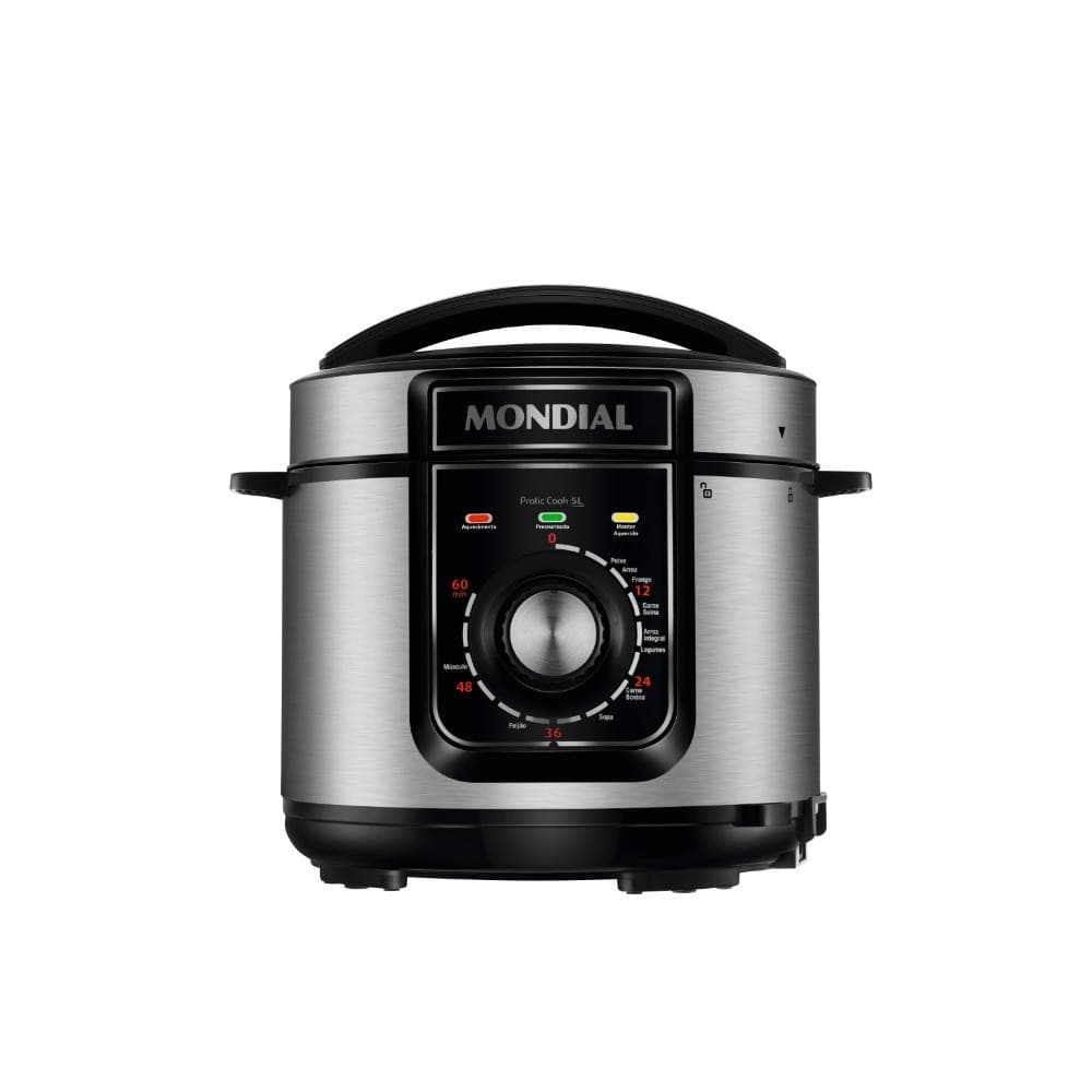 Panela de Pressão Elétrica Mondial 5L Pratic 900W Preto/Inox 127V Cook PE-48-5L-I