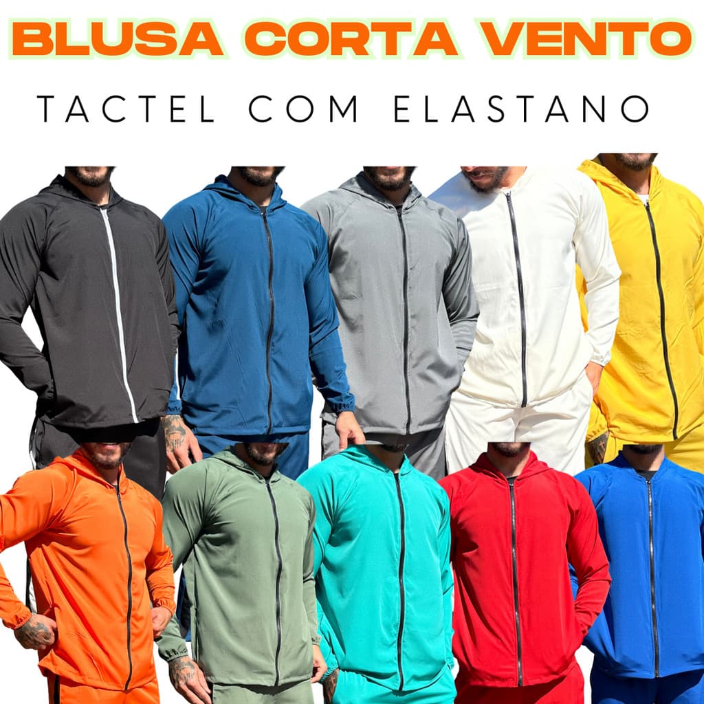 Blusa Corta-Vento Masculina em Tactel com Elastano | Leve, Resistente e Confortável