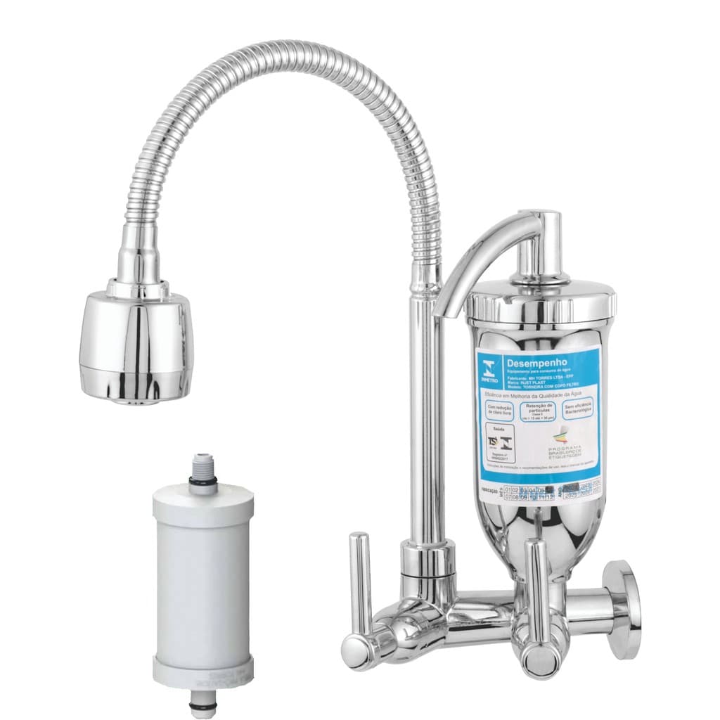 Torneira Gourmet Com Filtro Luxo Parede Cozinha ABS 1/4 Volta 2167 C70