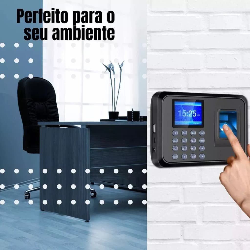 Relógio De Ponto Biométrico Impressão Digital Eletrônico(B)