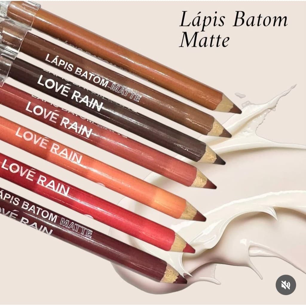 Lápis Batom Matte Love Rain Super Macio Com Alta Pigmentação | Coleção Marrons Frios e Vibrantes