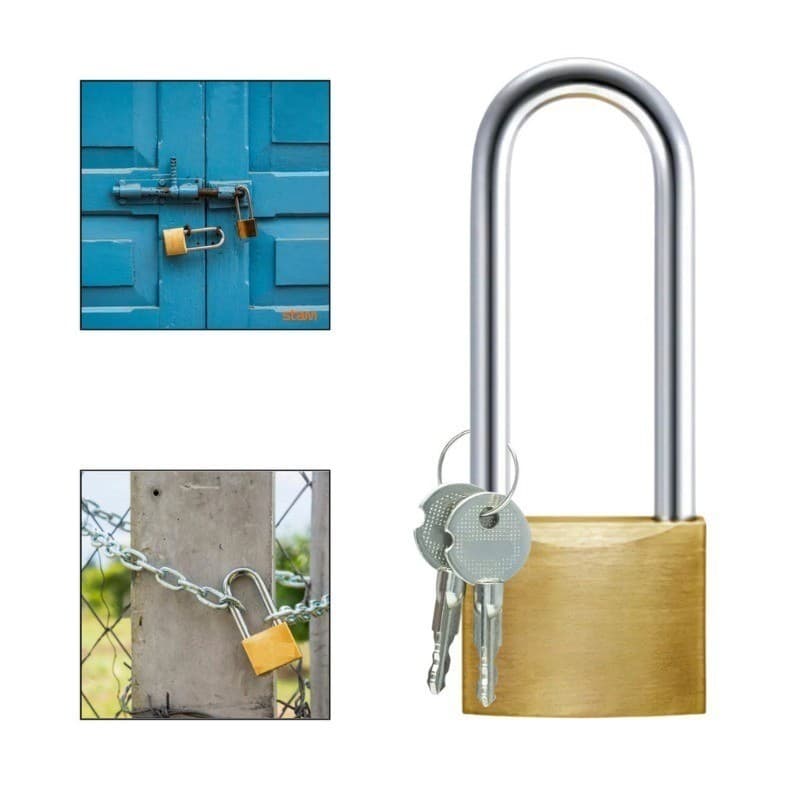 Cadeado Latão Chave Tetra Haste Longa 32mm Para Segurança Versátil Com 3 Chaves Tetras