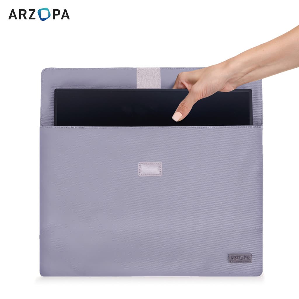 ARZOPA 16.1 "/14.0 17.3 " Bolsa Portátil Para Monitor , Capa De Couro PU Laptop Com De Viagem , Cinza