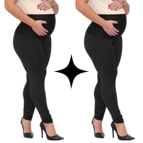 KIT 2 Calças Gestante Legging Calça Legging Maternidade Pretas Super Zero Transparencia