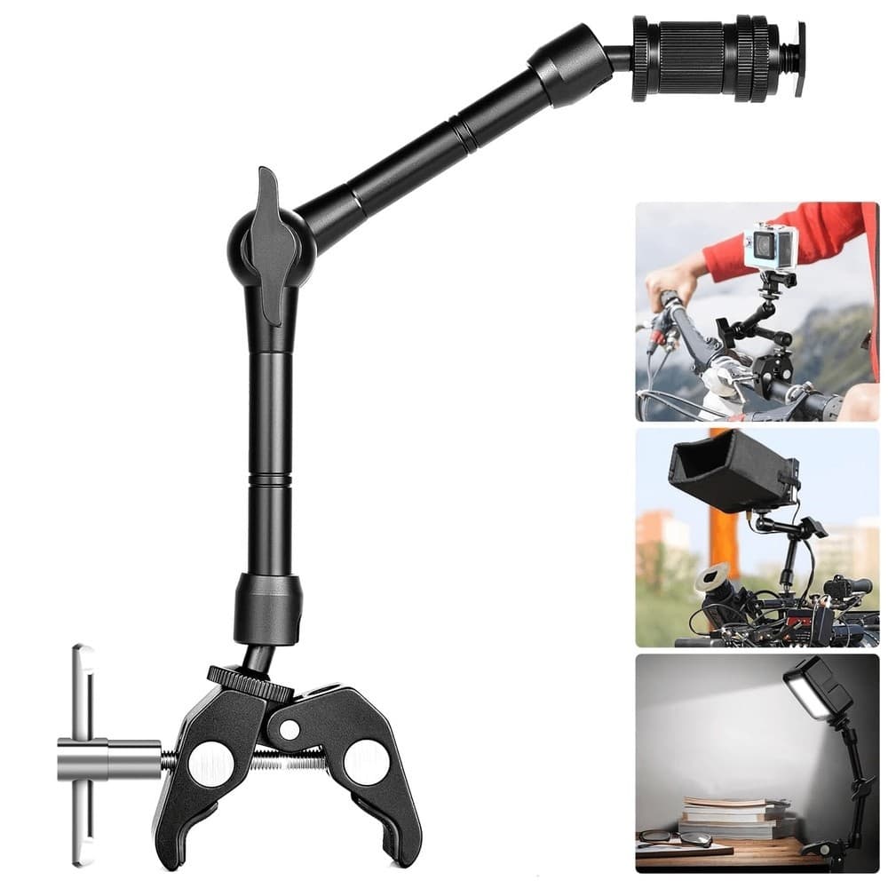 Braço Articulado Mágico 11' com Suporte Alicate Crab Clamp para Estúdio