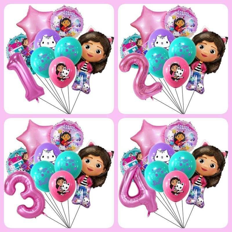 9pcs Gabby Dollhouse Cats Balões De Aniversário Decoração Festa De 32 Polegadas Número Cartoon Balão Baby Shower Supplies Kids Toy Globos
